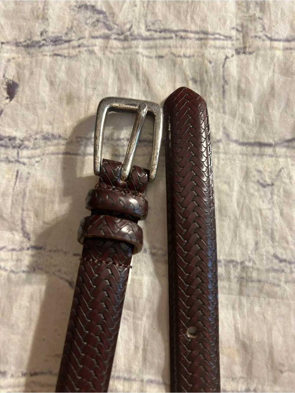 FOSSIL VTG BLACK LEATHER BRAIDED EMBELLISHED BUCKLE & TALBOTS ITALY MADE BELTS L